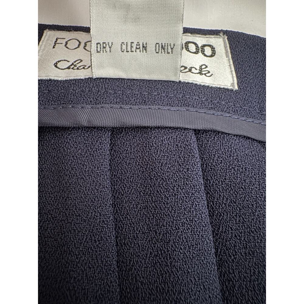 Focus 2000 Dark Blue Pleated A Line Long Skirt, Button And Zip Closure Sz 14 - Picture 4 of 4